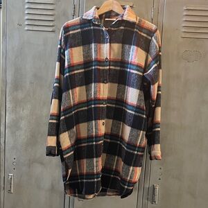 ADORA Navy, Cream & Red Plaid Button-Up Jacket